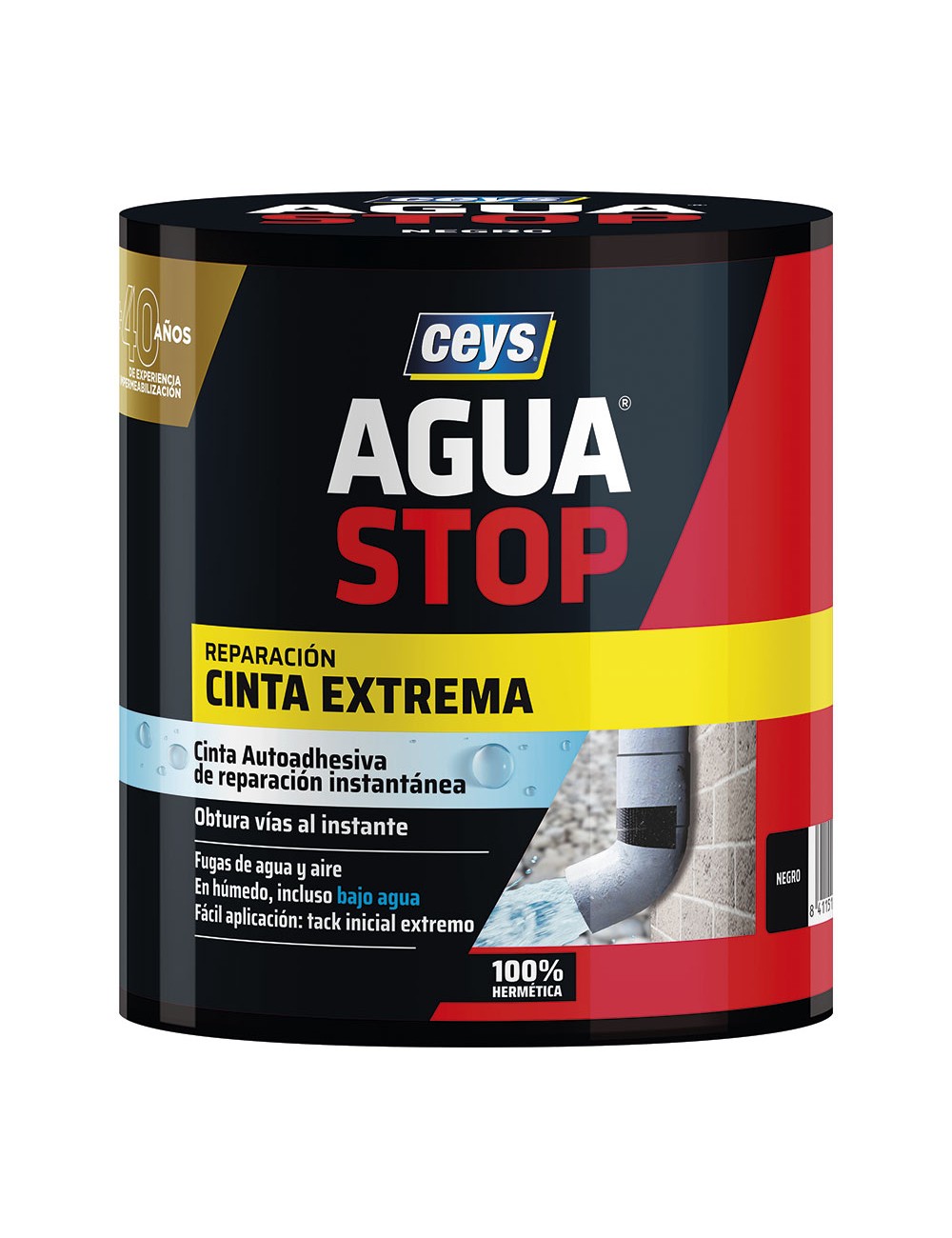 Agua stop cinta extrema negra 10 cm x 1,5 m