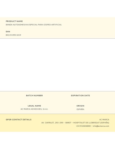 Banda autoadhesiva especial para césped artificial