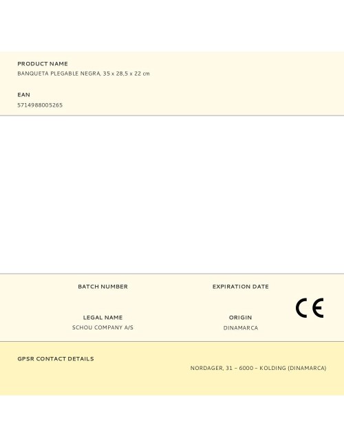 Banqueta plegable negra, 35 x 28,5 x 22 cm