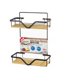 Estantería baño 2 bandejas, metal/bambú, 27,5 x 12 x 37 cm
