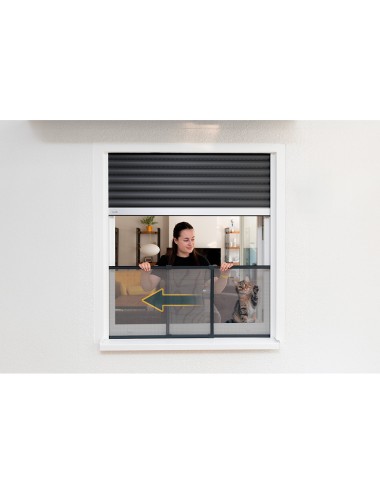 Mosquitera marco antracita extensible, malla aluminio, 75-142 x 50 cm