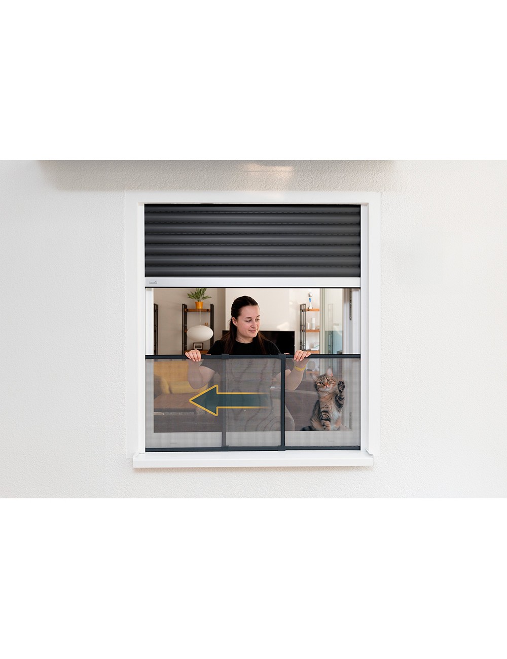 Mosquitera marco antracita extensible, malla aluminio, 75-142 x 50 cm