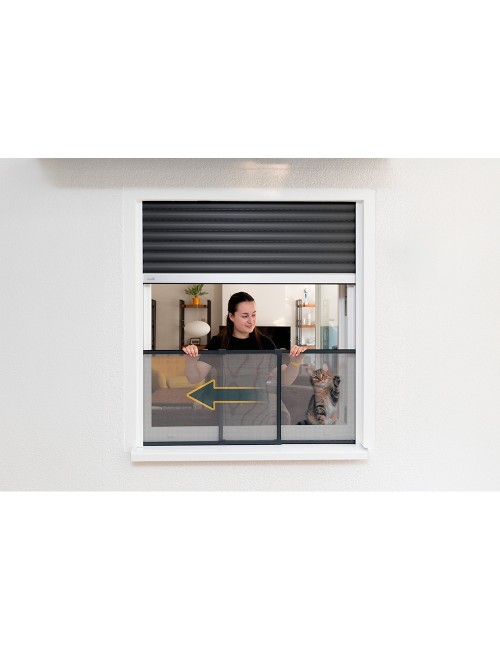 Mosquitera marco antracita extensible, malla aluminio, 75-142 x 50 cm