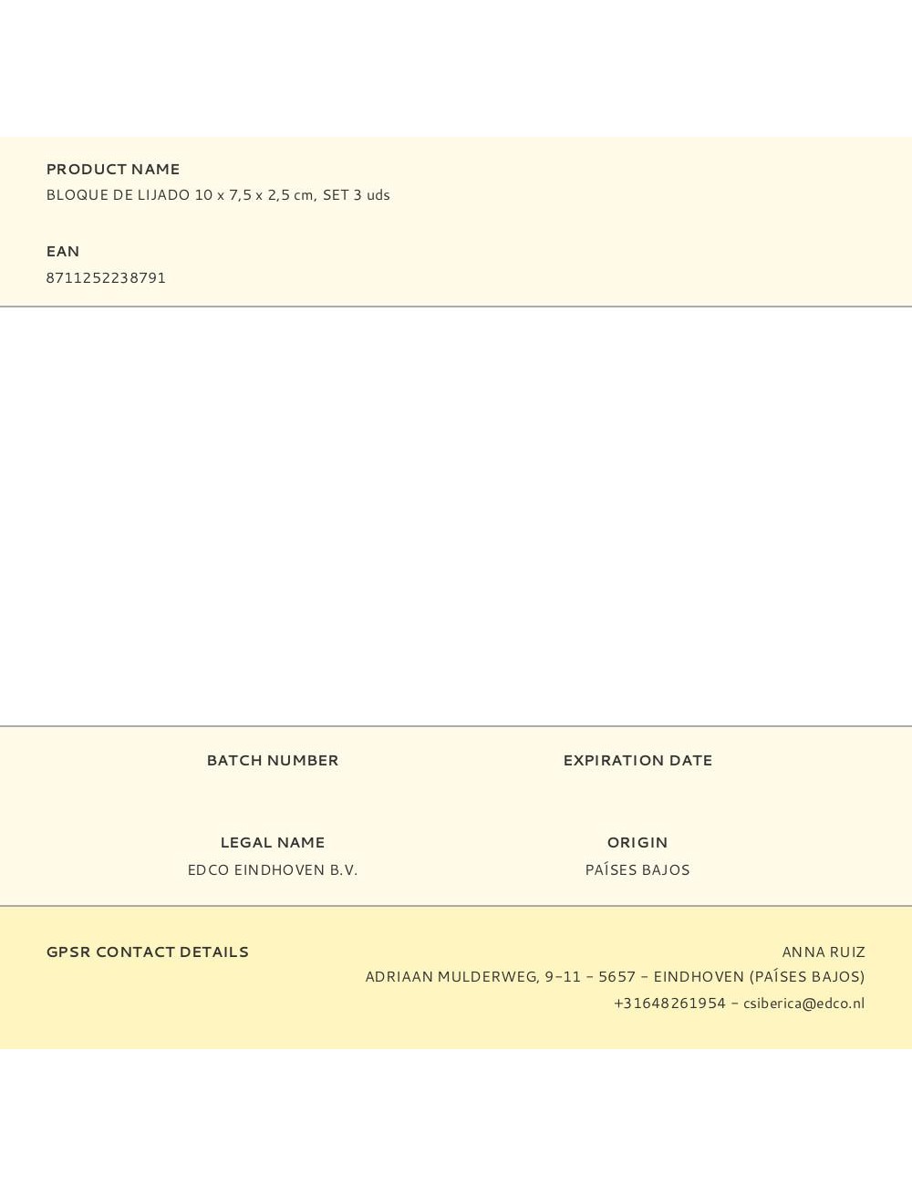 Bloque de lijado 10 x 7,5 x 2,5 cm, set 3 uds