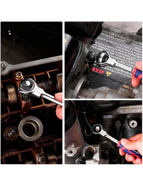 Carraca cabeza articulada 1/4", 72 dientes