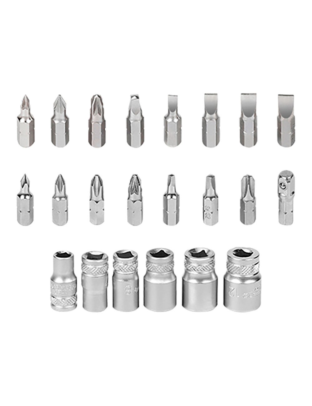 Mini carraca, juego 24 puntas y vasos de 1/4"