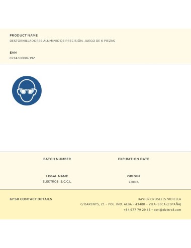 Destornilladores aluminio de precisión, juego de 6 piezas