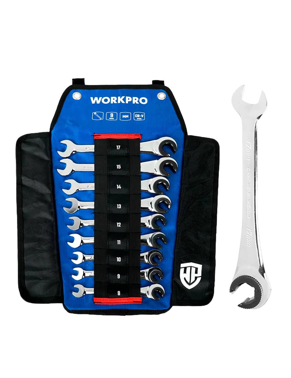 Llaves mixtas con carraca abierta, 8-18 mm, juego 9 piezas