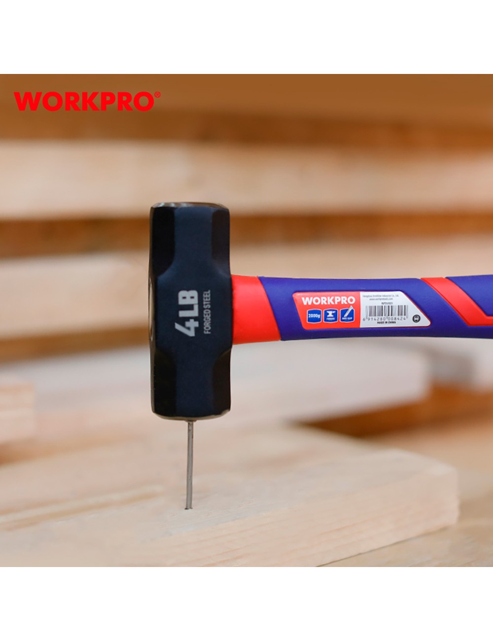 Martillo de cantero con mango de fibra de vidrio, 2000 g