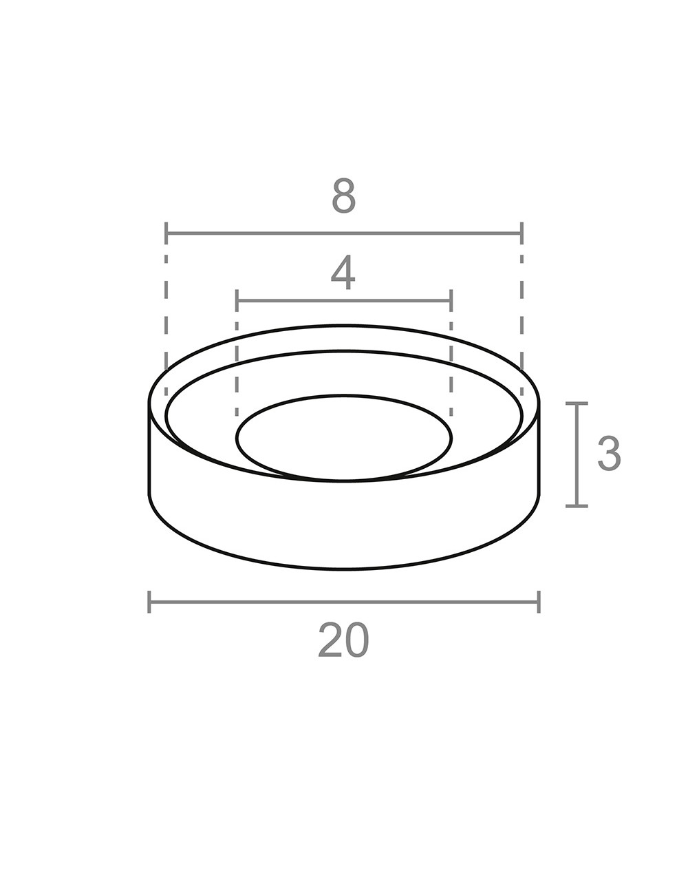 Imán neodimio aro avellanado im31 níquel 20 x 3 (ø8-4) mm