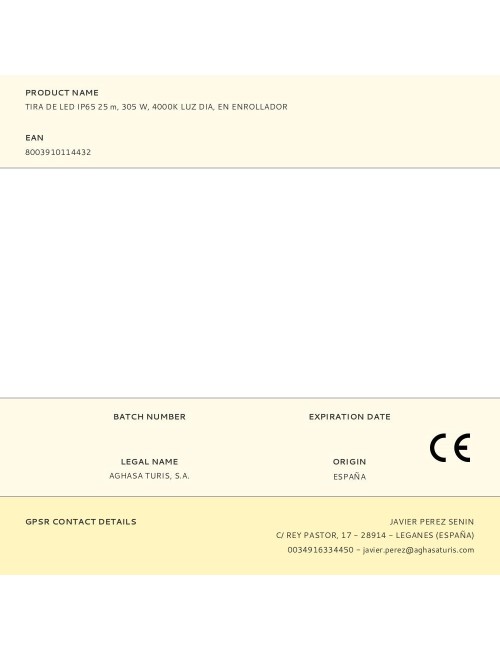 Tira de led ip65 25 m, 305 w, 4000 k luz día, en enrollador