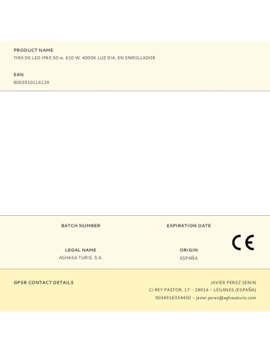 Tira de led ip65 50 m, 610 w, 4000 k luz día, en enrollador