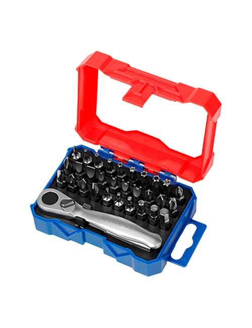 Mini carraca 1/4", juego 32 puntas