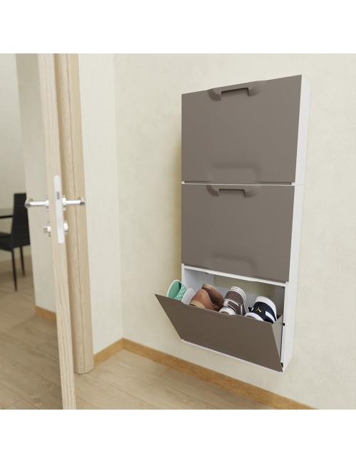 Zapatero apilable de polipropileno marrón 51 x 17,3 x 40,1 cm