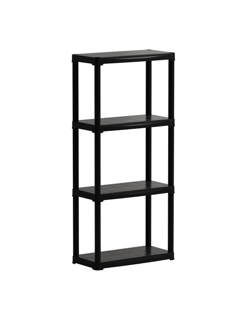 Estantería línea tempo con 4 estantes de polipropileno negro, 60 x 30 x 133 cm