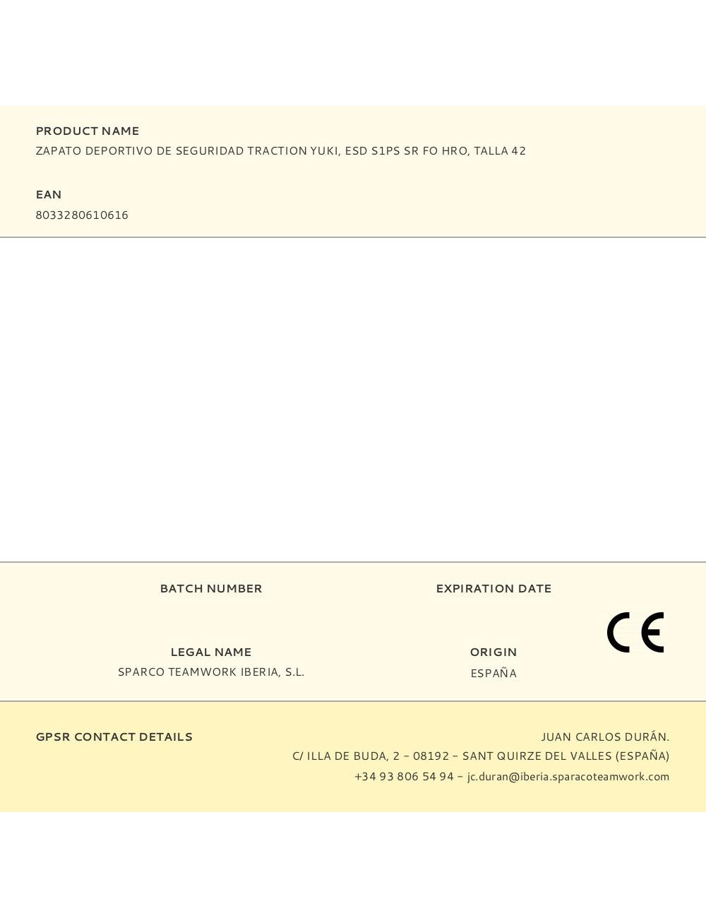 Zapato deportivo de seguridad traction yuki, esd s1ps sr fo hro, talla 42