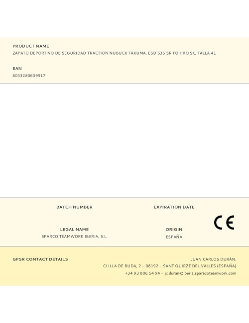 Zapato deportivo de seguridad traction nubuck takuma, esd s3s sr fo hro sc, talla 41