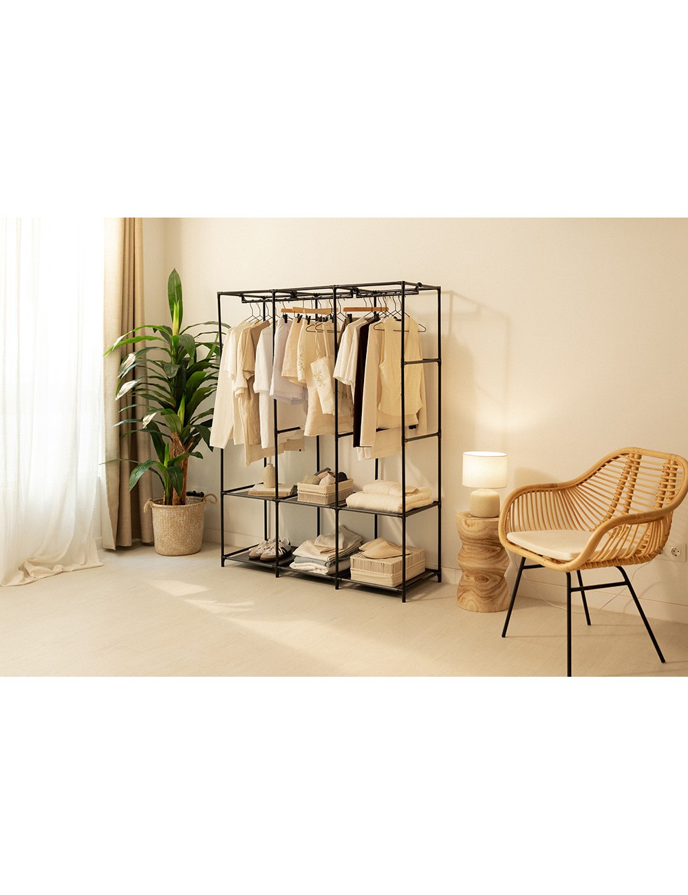 Armario de tela canvas v130 negro 130 x 45 x 167 cm