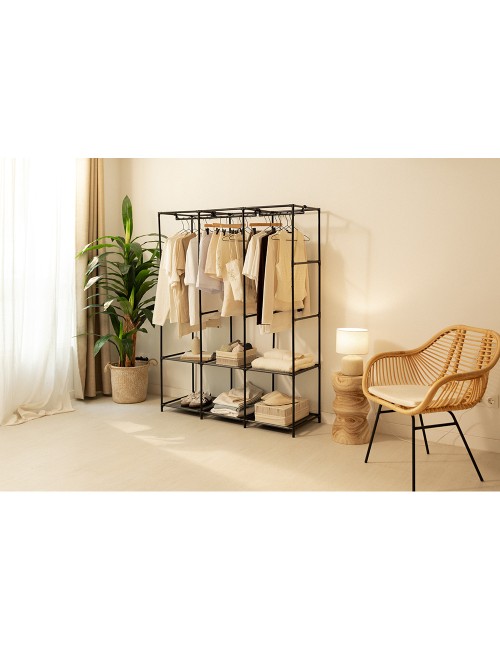 Armario de tela canvas v130 negro 130 x 45 x 167 cm