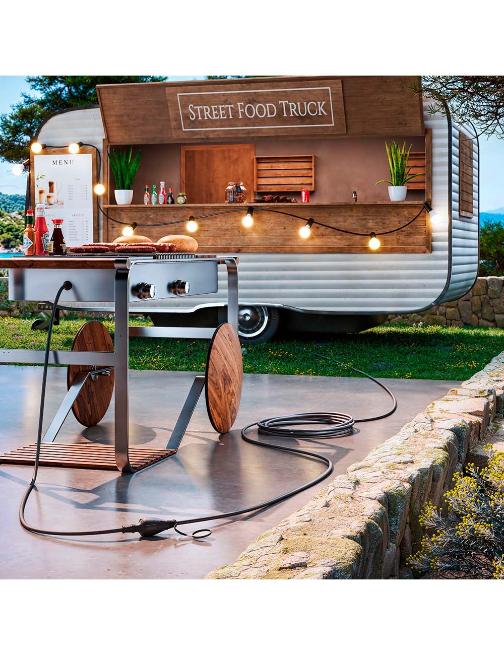 Prolongador profesional 10 m, ip44, h07rn-f 3 g 2,5 mm, 1 toma con tapa, 16 a 250 v~, negro