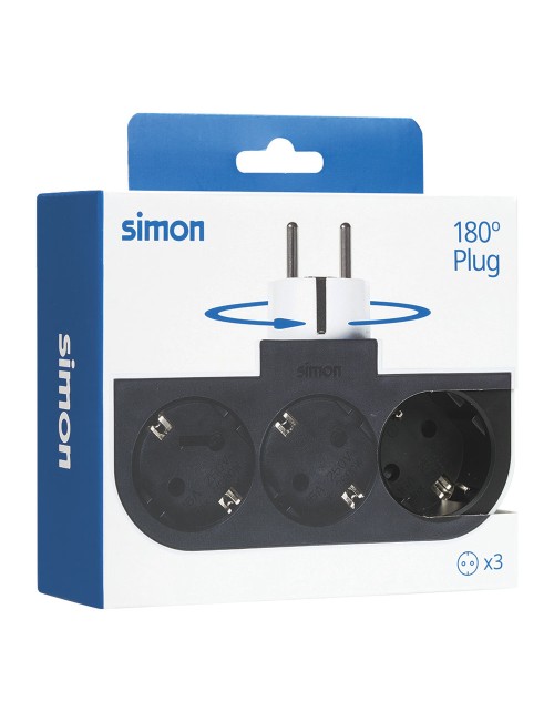 Adaptador giratorio schuko 3 tomas 16a 250 v~