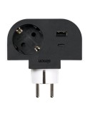 Adaptador giratorio schuko 1 toma + usb a+c 30 w 16 a 250 v~