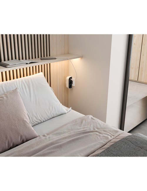 Adaptador giratorio schuko 2 tomas + usb a+c 30 w 16 a 250 v~