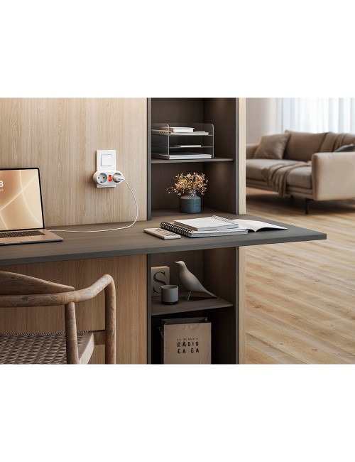 Adaptador 2 tomas schuko frontal con interruptor, 16 a 250 v~, blanco