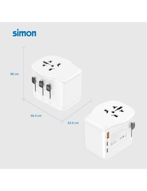 Adaptador viaje universal 3 usb (1a+2c) 20 w
