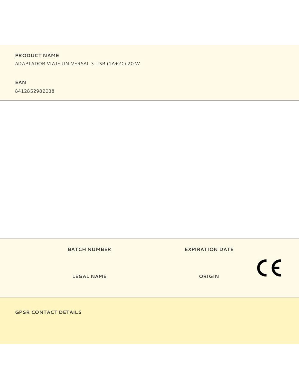Adaptador viaje universal 3 usb (1a+2c) 20 w