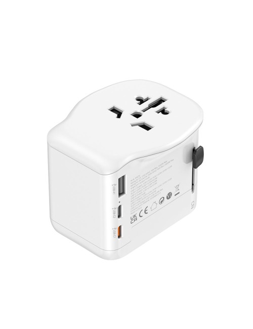 Adaptador viaje universal + 3 usb (1a+2c) 65 w