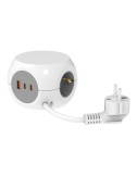 Base múltiple combiball con 3 tomas schuko 16 a + 1 usb a + 2 usb c, 30 w, blanca