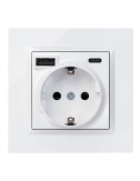 Base enchufe schuko + usb a + c 10,5 w 16 a 250 v~, simon 10, blanco