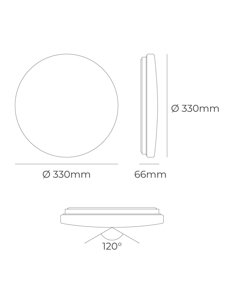 Aplique led circular de superficie 18 w 3cct 1820 lm ø33 x 6,6 cm
