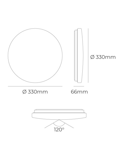 Aplique led circular de superficie 18 w 3cct 1820 lm ø33 x 6,6 cm