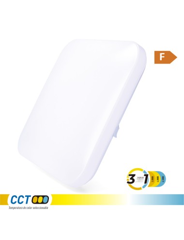 Aplique led cuadrado extraplano de superficie 18 w 3cct 1820 lm 33 x 33 x 7 cm