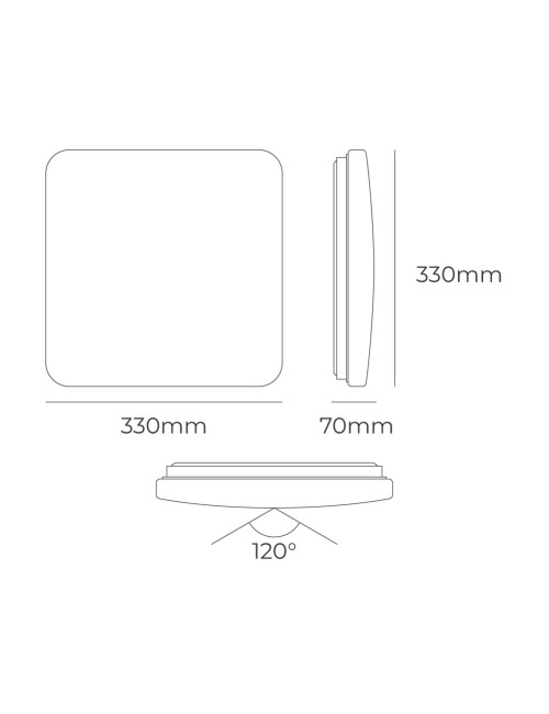 Aplique led cuadrado extraplano de superficie 18 w 3cct 1820 lm 33 x 33 x 7 cm