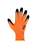 Guante poliéster con palma látex rugoso, keep safe, naranja y negro, t-9 l