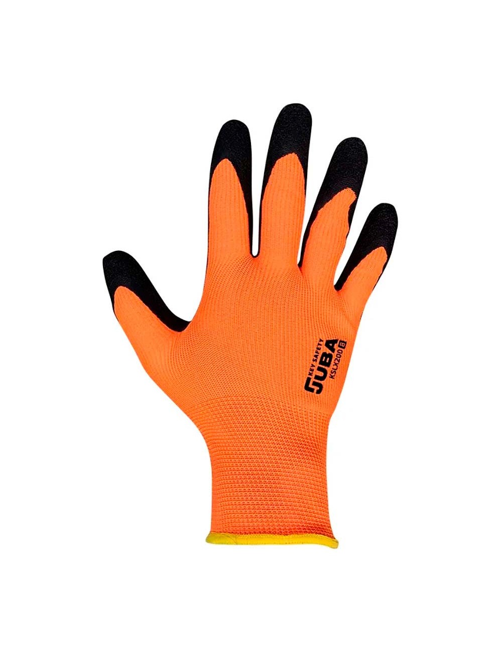Guante poliéster con palma látex rugoso, keep safe, naranja y negro, t-10 xl