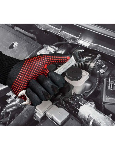 Guante nailon / licra con palma nitrilo foam/puntos, agility® dots, negro y rojo, t-7 s