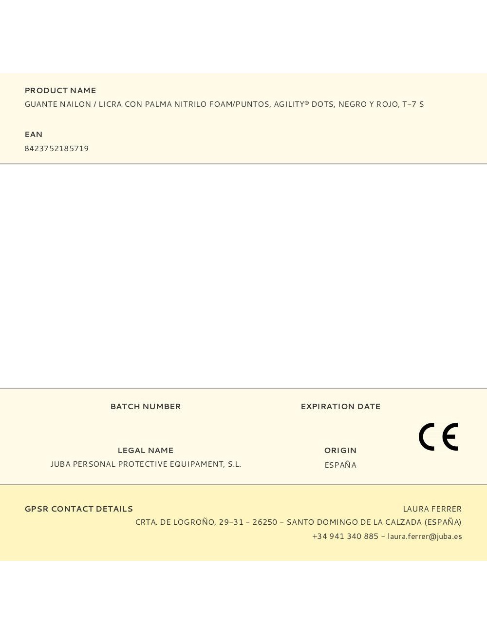 Guante nailon / licra con palma nitrilo foam/puntos, agility® dots, negro y rojo, t-7 s