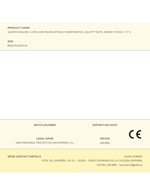 Guante nailon / licra con palma nitrilo foam/puntos, agility® dots, negro y rojo, t-7 s