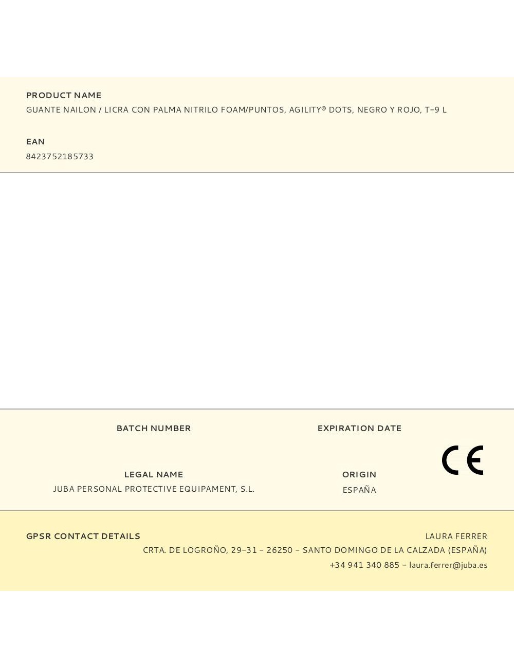 Guante nailon / licra con palma nitrilo foam/puntos, agility® dots, negro y rojo, t-9 l