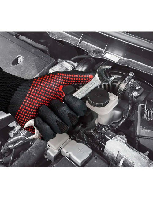 Guante nailon / licra con palma nitrilo foam/puntos, agility® dots, negro y rojo, t-10 xl