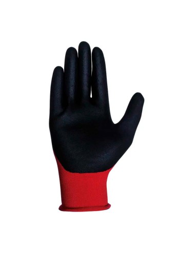 Guante nailon / licra con palma nitrilo microfoam, econit foam, rojo y negro, t-7 s