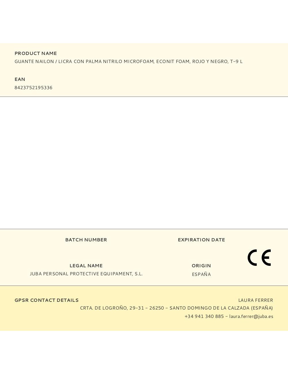 Guante nailon / licra con palma nitrilo microfoam, econit foam, rojo y negro, t-9 l