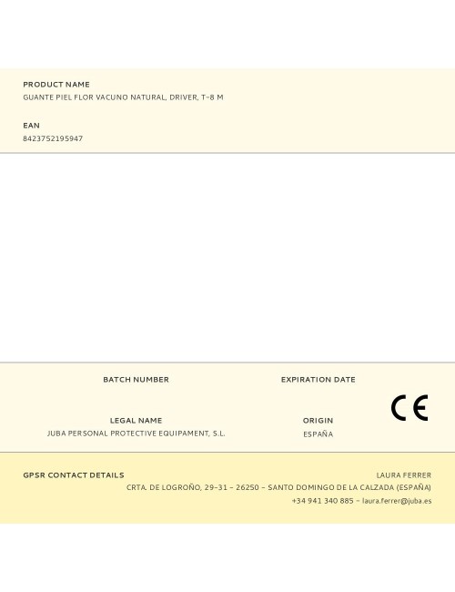 Guante piel flor vacuno natural, driver, t-8 m