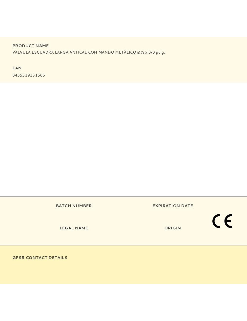 Válvula escuadra larga antical con mando metálico ø½ x 3/8 pulg.