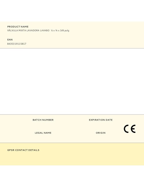 Válvula mixta lavadora lavabo ø½ x ¾ x 3/8 pulg