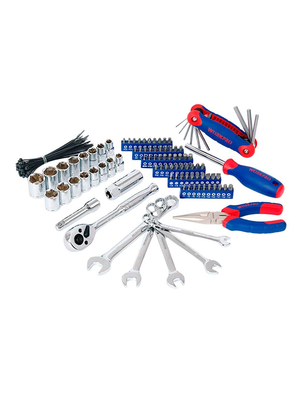 Asiento rodante + herramientas, 136 piezas, (métrico-sae)